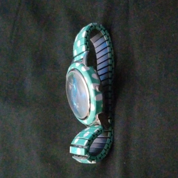 Isaac Mizrahi aqua & white dot stretch watch - Picture 2 of 3